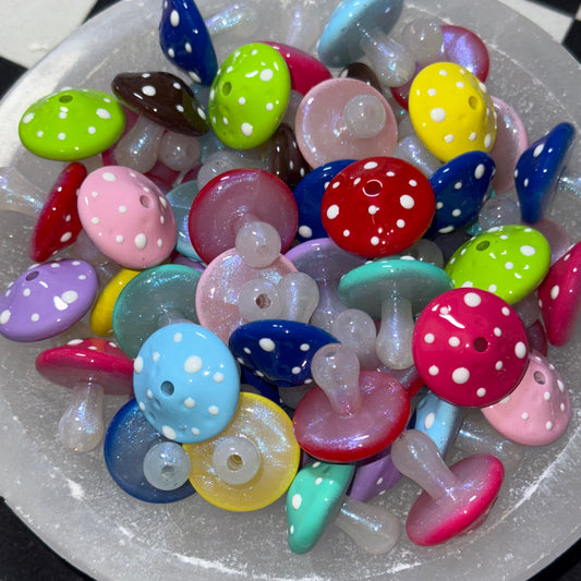 Mushroom Lumi Iridescent Jelly Mix 25mm Acrylic Bead
