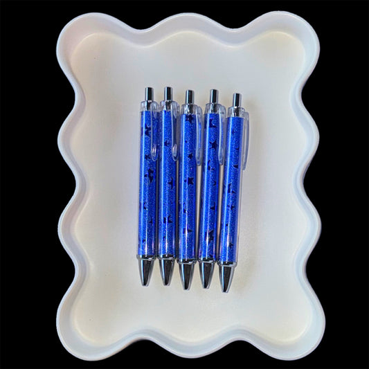 Royal Blue Star Metallic Click Pens