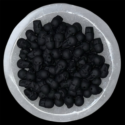 Skull Matte Black 14mm Acrylic Beads