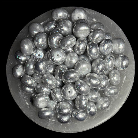 Star Struck Chrome Printed Silicone 20mm Abacus Bead