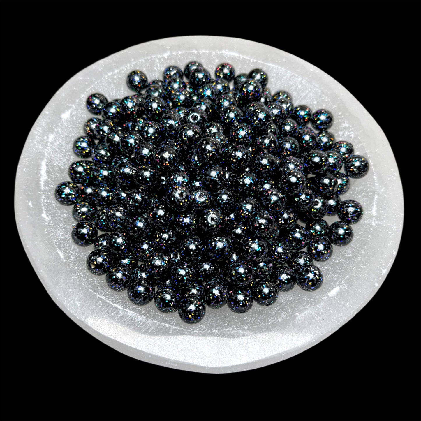 10mm "Black" Glitter Pearl Beads (NFP)