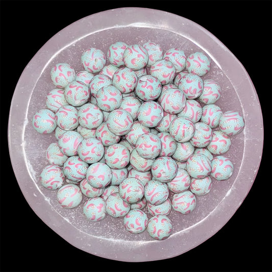 Pastel Rainbow Silicone 15mm Printed Bead