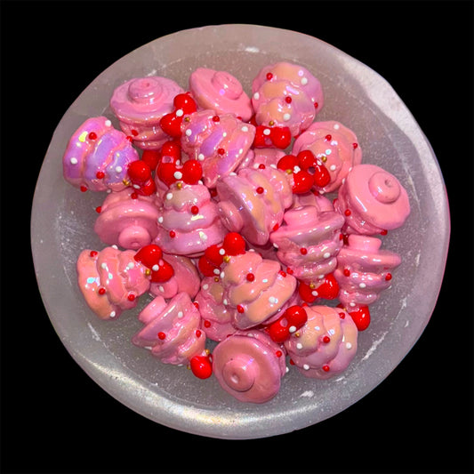 Pink Painted Bubble Christmas Tree 25mm Bead