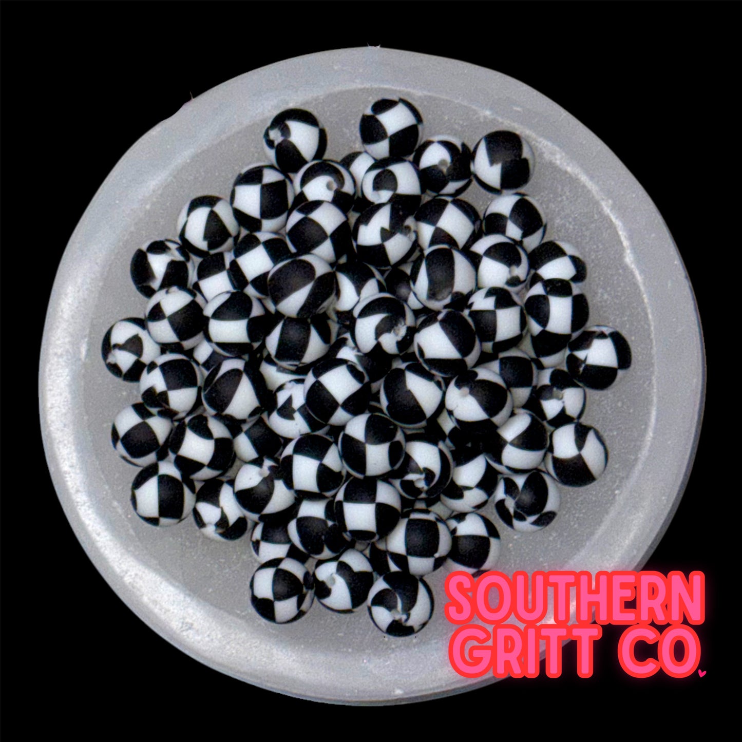 Jumbo Murphy's Checkered Silicone 15mm Printed Bead