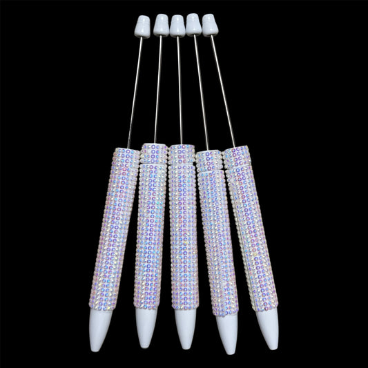 "White" New Rhinestone Bead-able Pens