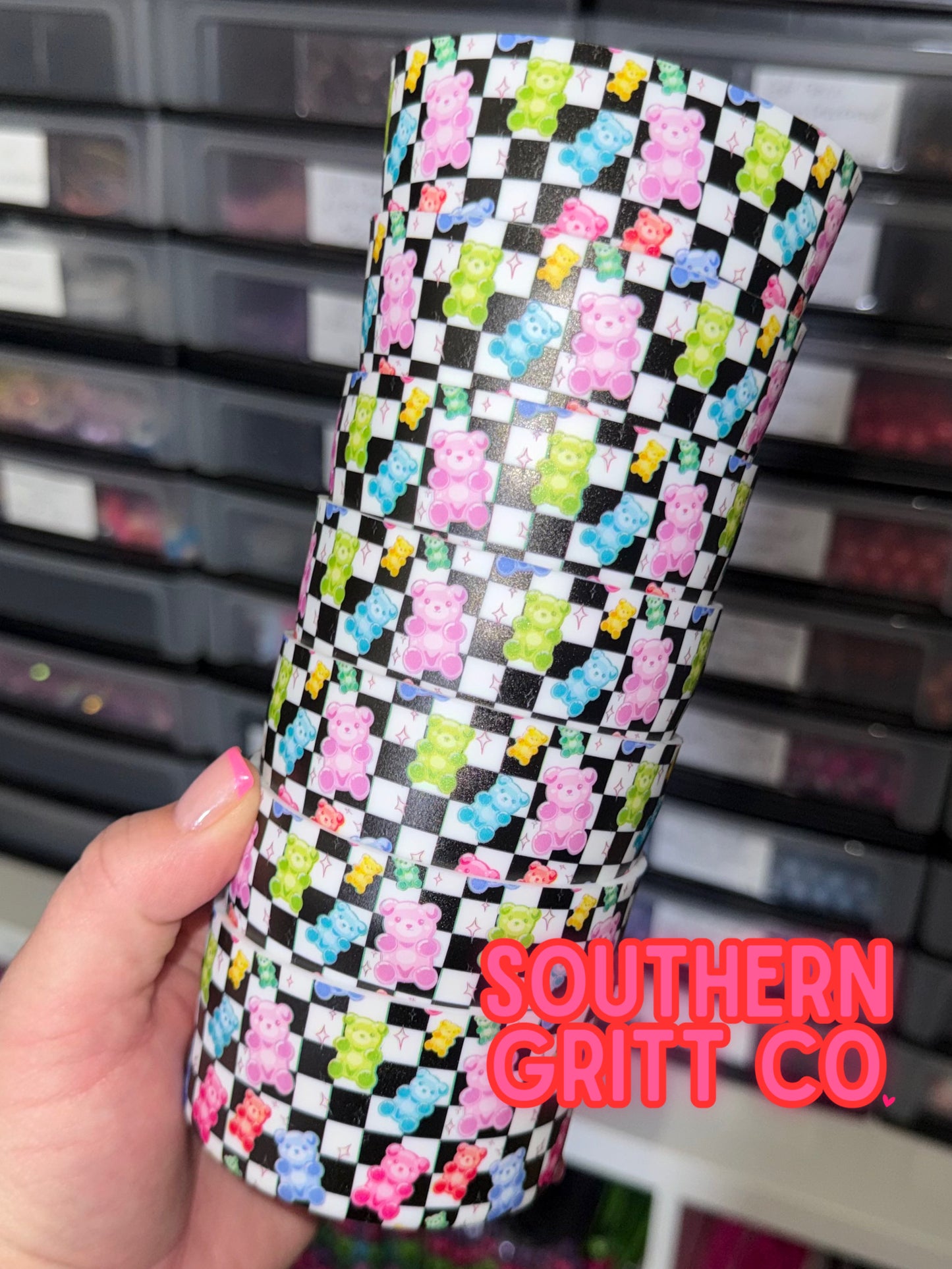 GUMMYBEAR Checkered Printed Tumbler Boot