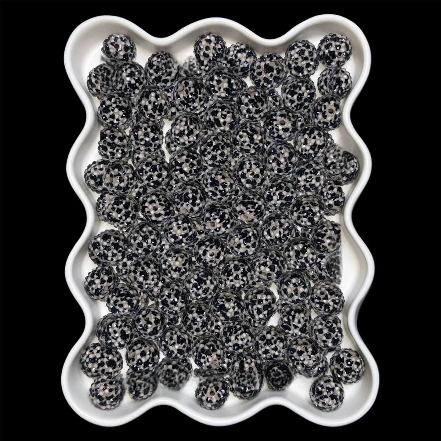 "Mocha Cow Print" Rhinestone Acrylic Bead (1 Count)
