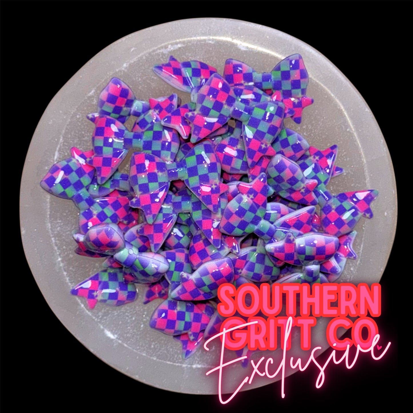 Galactic Checkered Printed 3D Mini Bow Focal