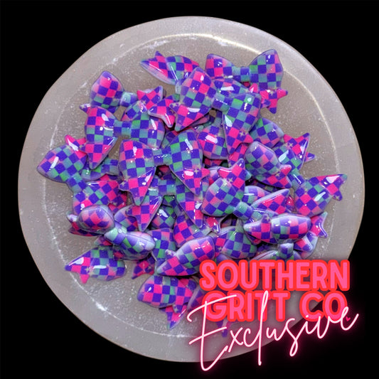 Galactic Checkered Printed 3D Mini Bow Focal