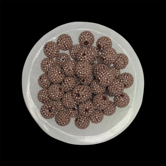 "Milk Brown" Rhinestone Acrylic Bead (1 Count)