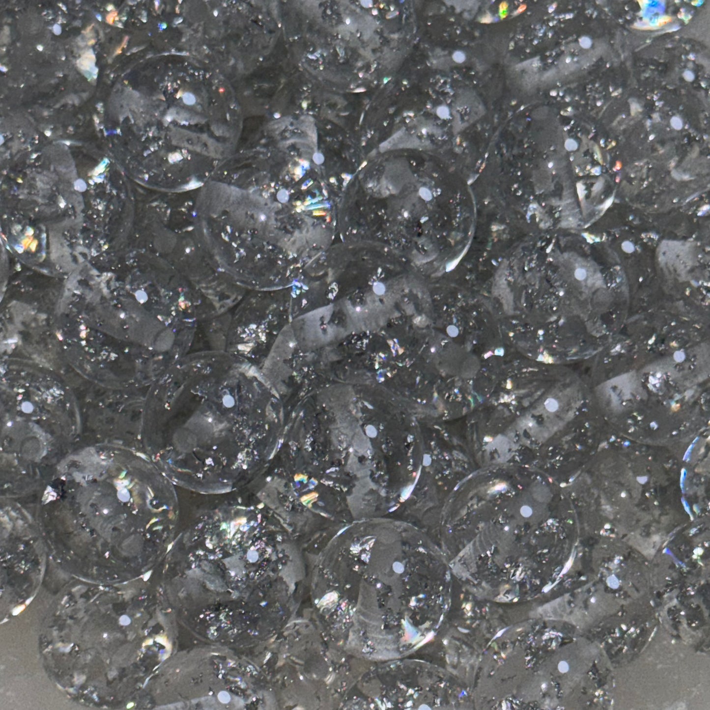 Silver Flake Clear 16mm Resin Bead