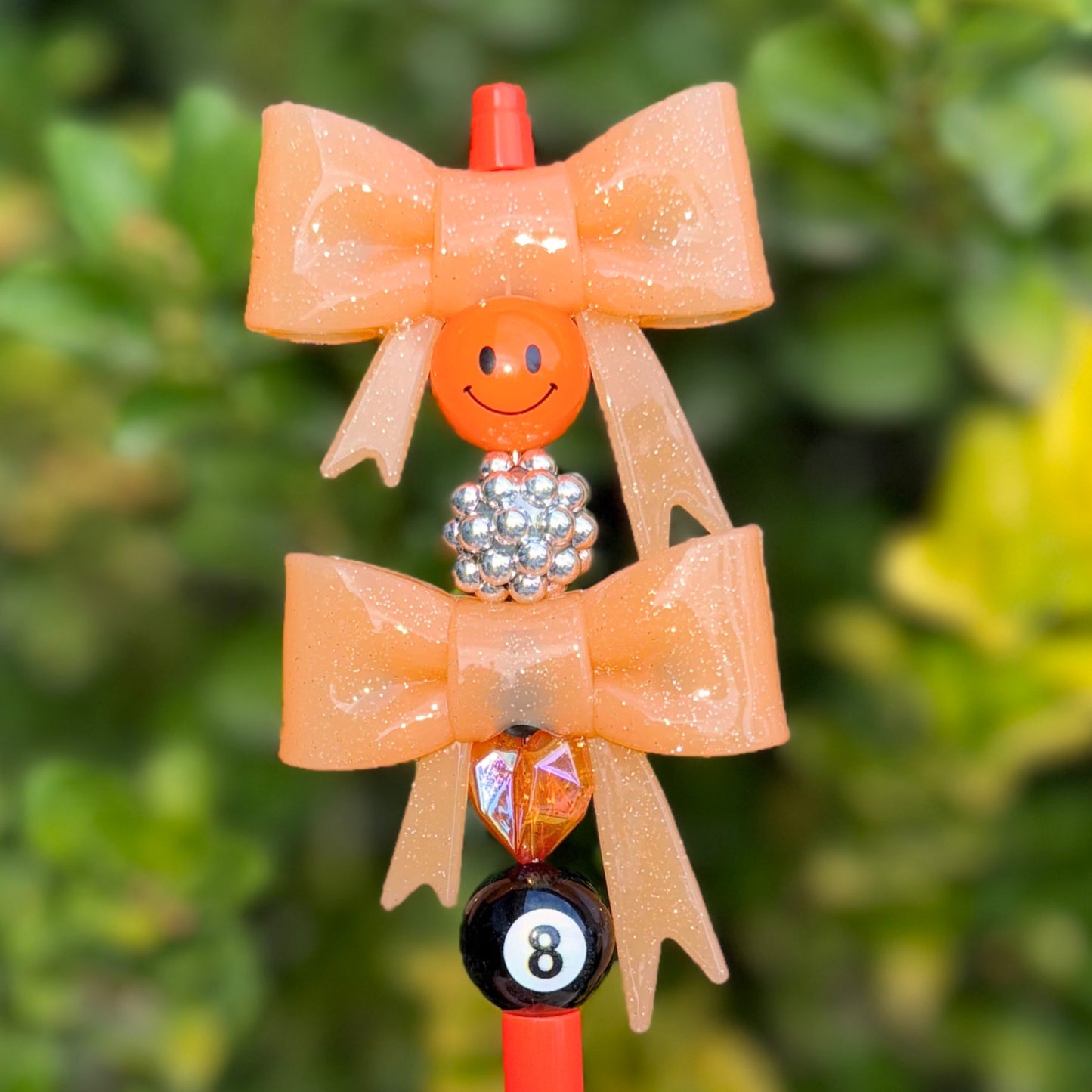 Shiny Orange Glitter - 3D Bow Topper Bead