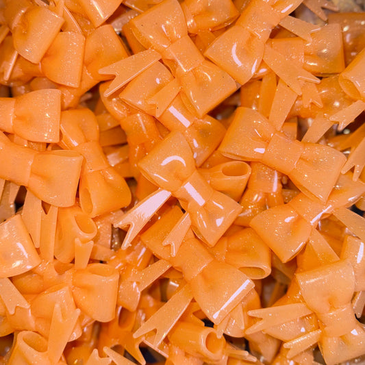 Shiny Orange Glitter - 3D Bow Topper Bead