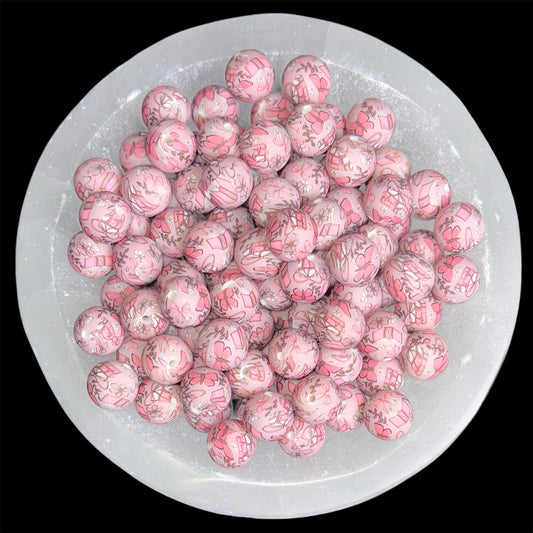Mauve Dreams Silicone 15mm Printed Bead