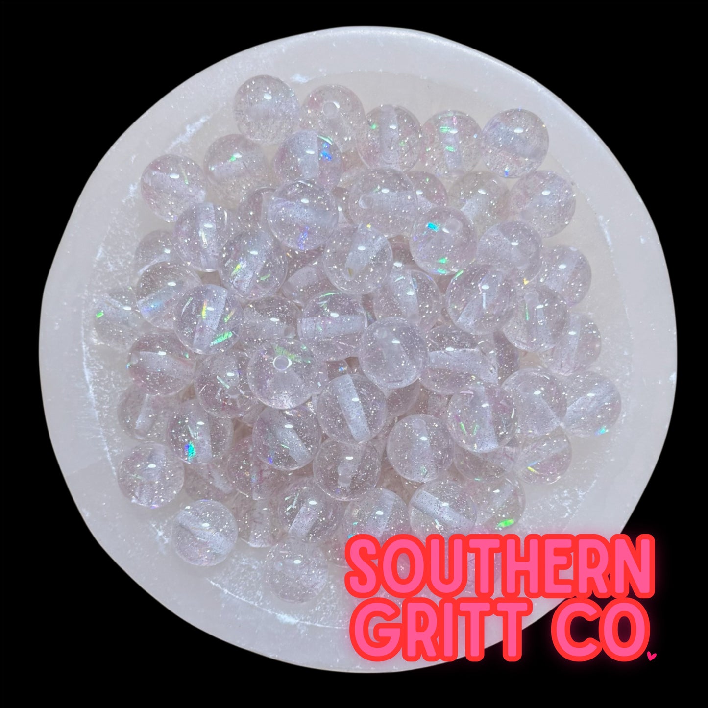 Blush Pink Iridescent Glitter 16mm Resin Bead