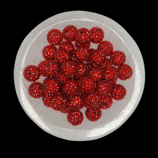 "Deep Red" Rhinestone Acrylic Bead (1 Count)