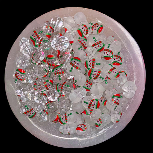Snowman Glossy & Matte Mix 14mm Acrylic Beads