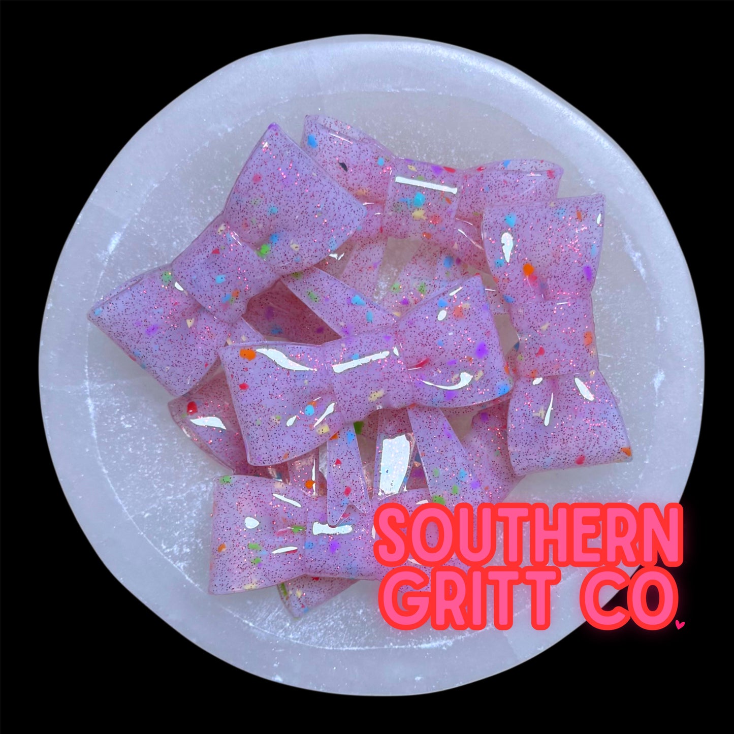 Pink Confetti - Shiny 3D Bow Focal Bead