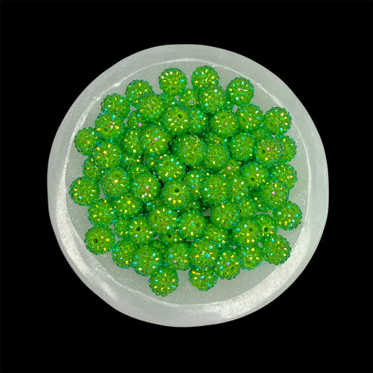 "AB Lime" Rhinestone Acrylic Bead (1 Count)