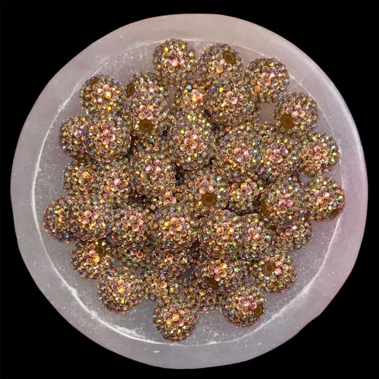 "AB Gold" Rhinestone Acrylic Bead (1 Count)