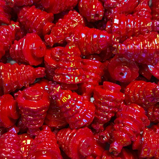 "Red" Gold Painted Christmas Tree 22mm Bead