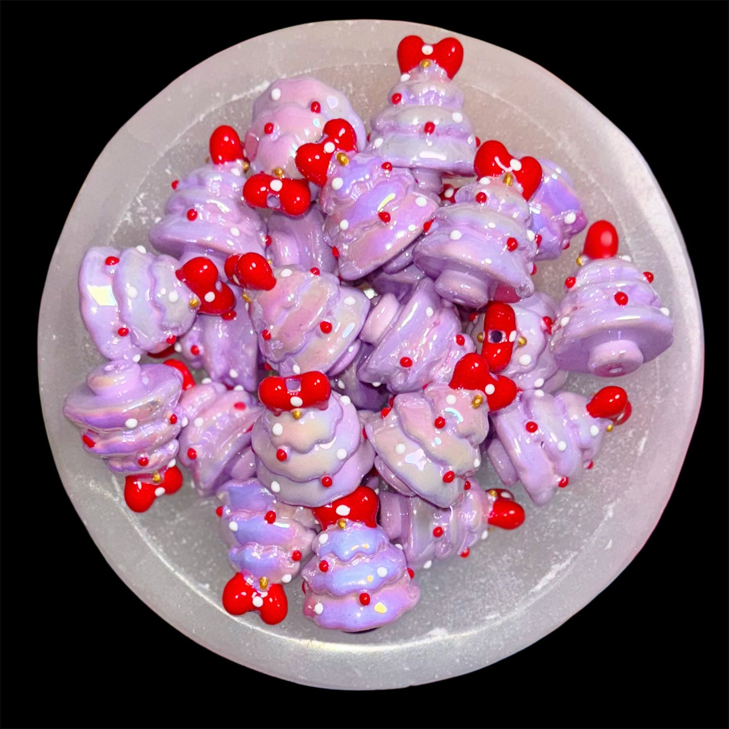 Purple Painted Bubble Christmas Tree 25mm Bead