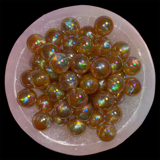 UV Iridescent Toffee Brown 20mm Acrylic Bead