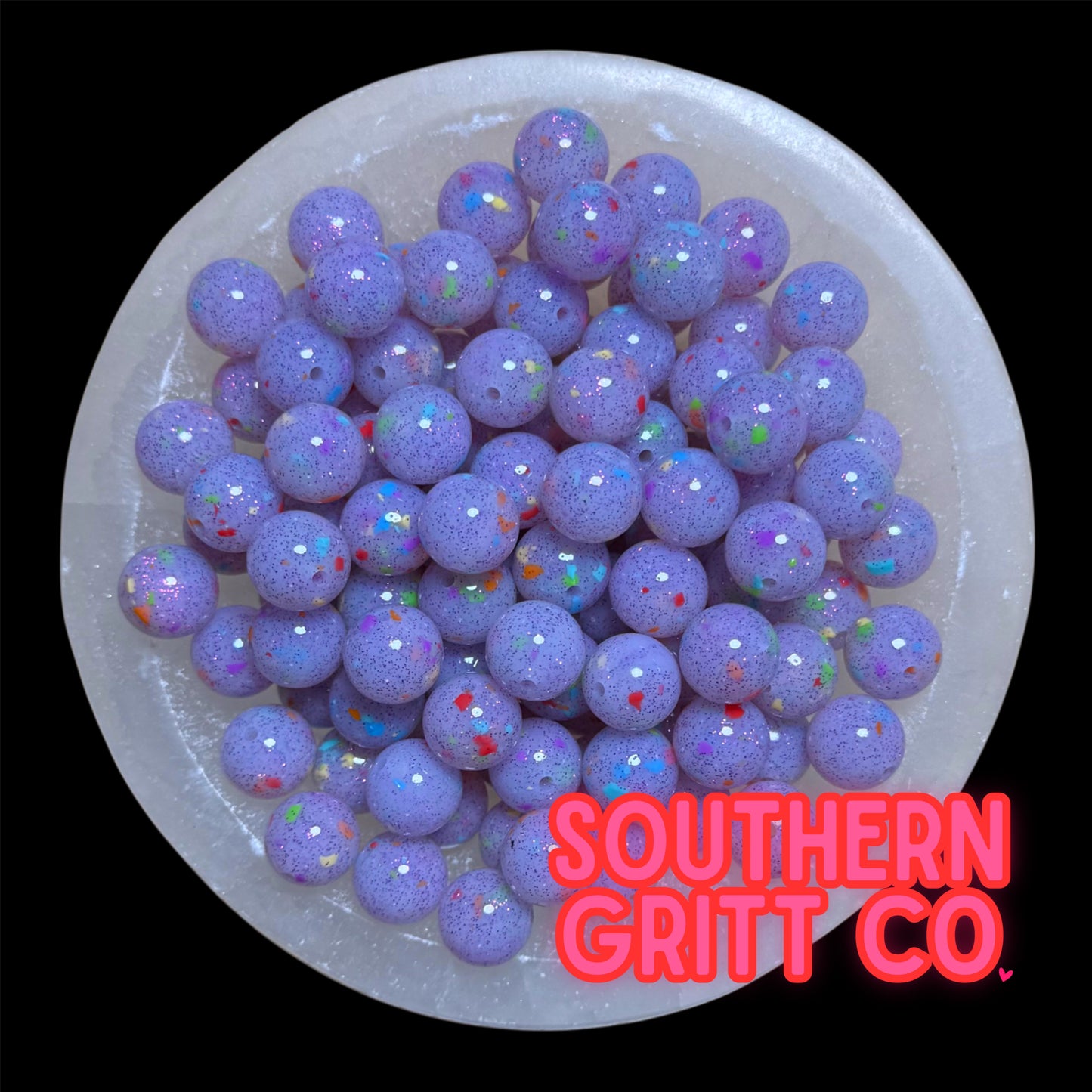 Purple Jelly Confetti 15mm Silicone Printed Bead