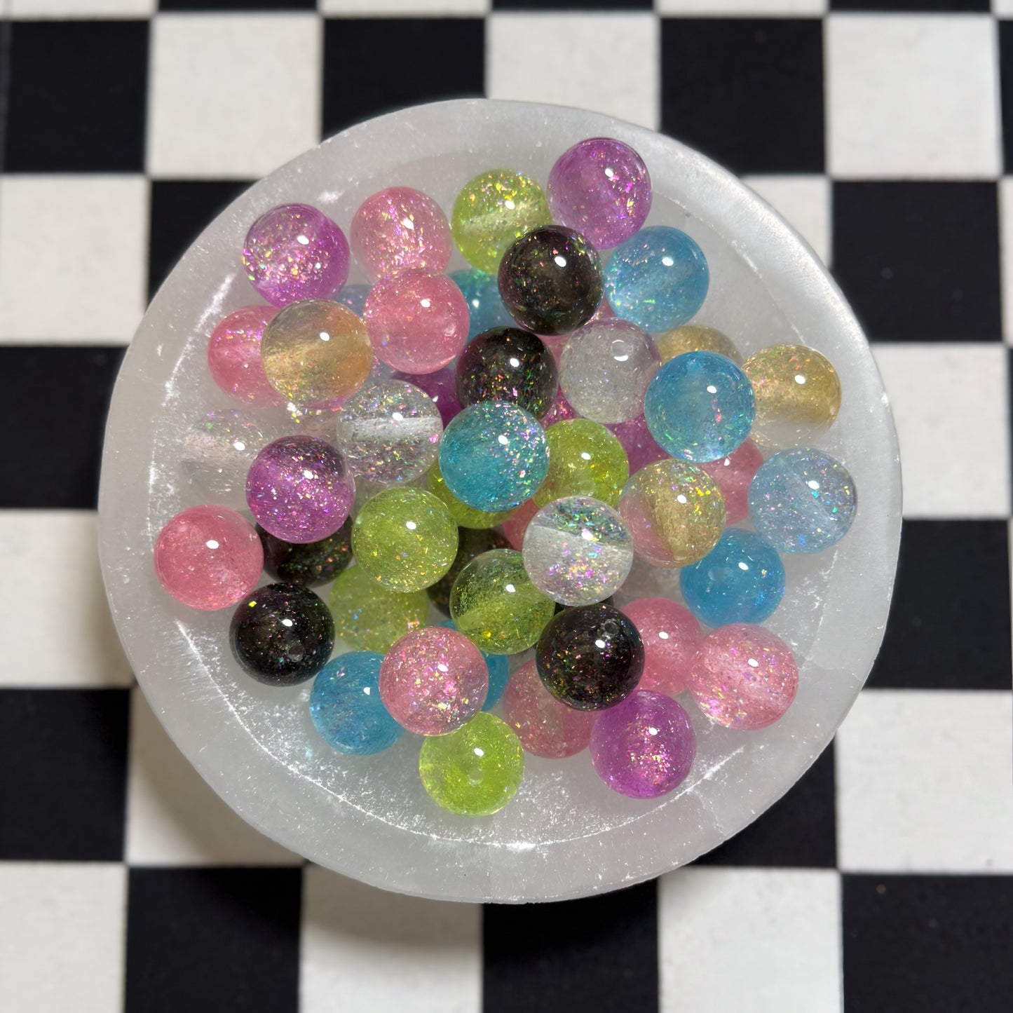 Iridescent Flake Mixed 20mm Resin Bead