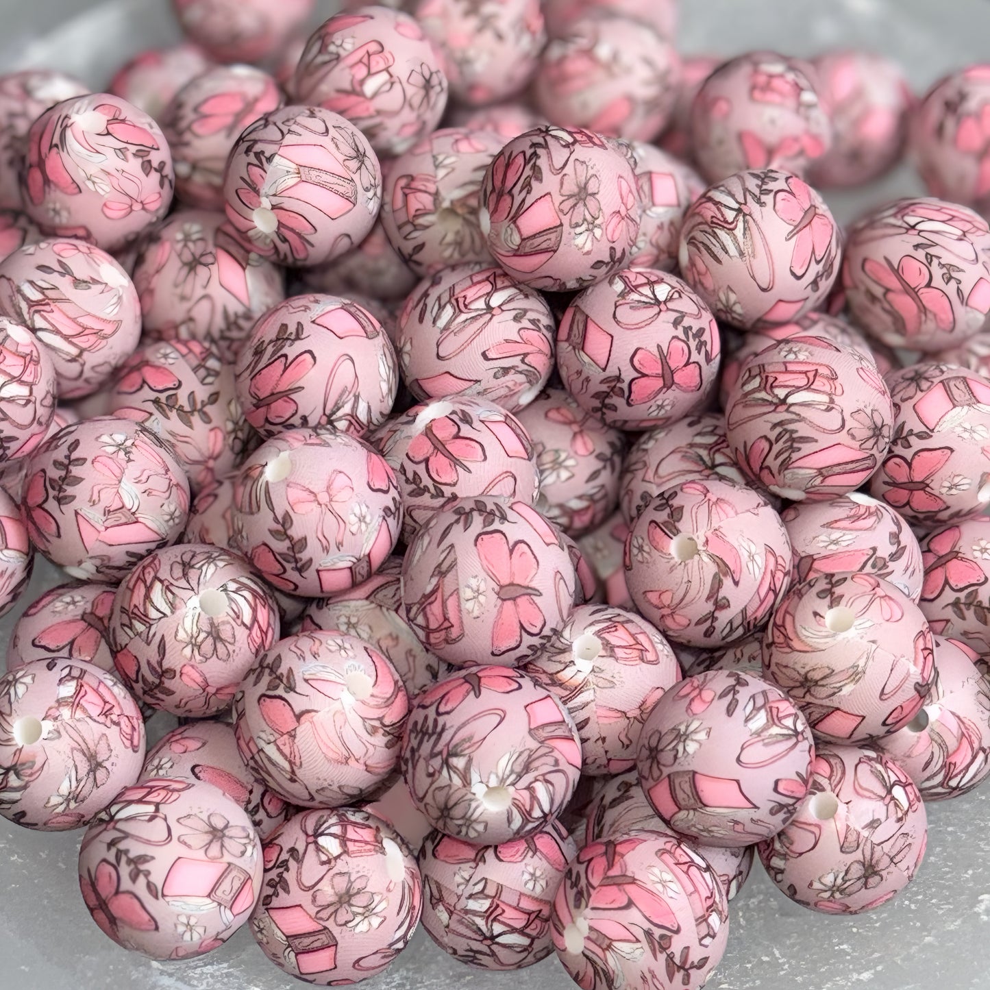 Mauve Dreams Silicone 15mm Printed Bead