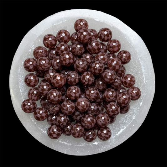 Brown Flake, Brown Checkered, Jelly Brown Silicone 15mm Printed Bead {SGC EXCLUSIVE}