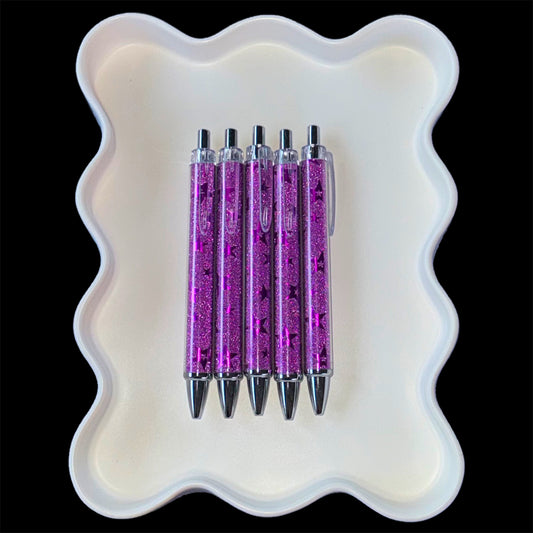 Purple Star Metallic Click Pens
