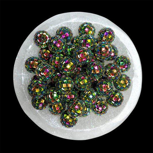 "Mermaid" Glass Disco Ball 20mm Clay Bead