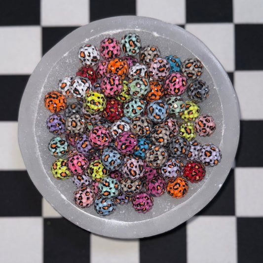 #44 Jelly Leopard 16mm Mix Rhinestone Acrylic Bead