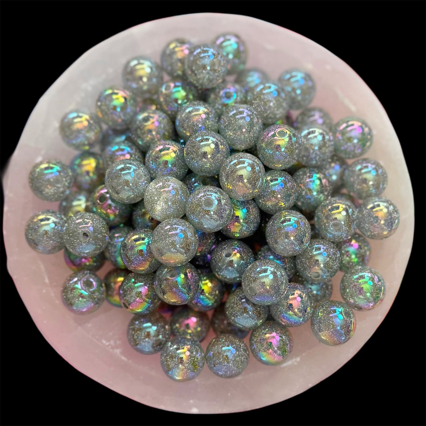 UV Glitter Silver 16mm Resin Bead