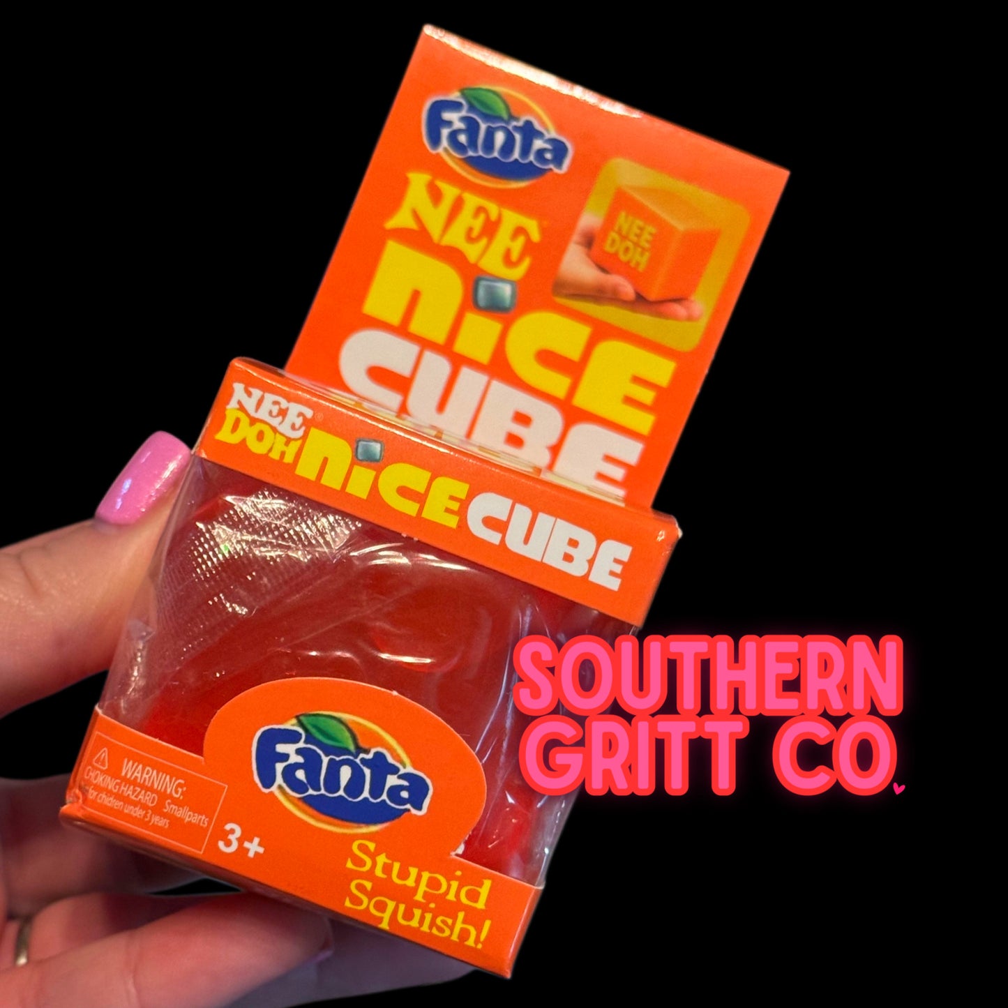 Orange Fanta Square Cube - Jelly Squish Toy