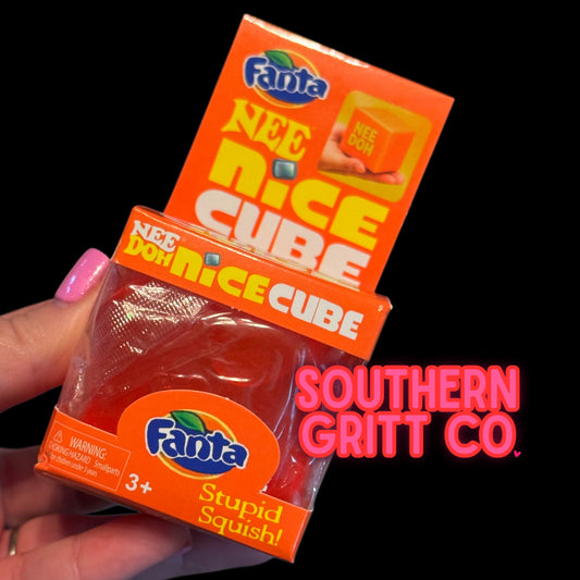 Orange Fanta Square Cube - Jelly Squish Toy