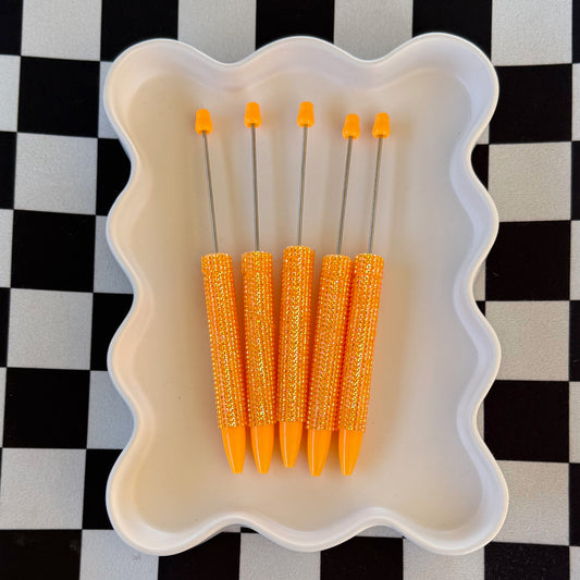 "Electric Orange" New Rhinestone Bead-able Pens
