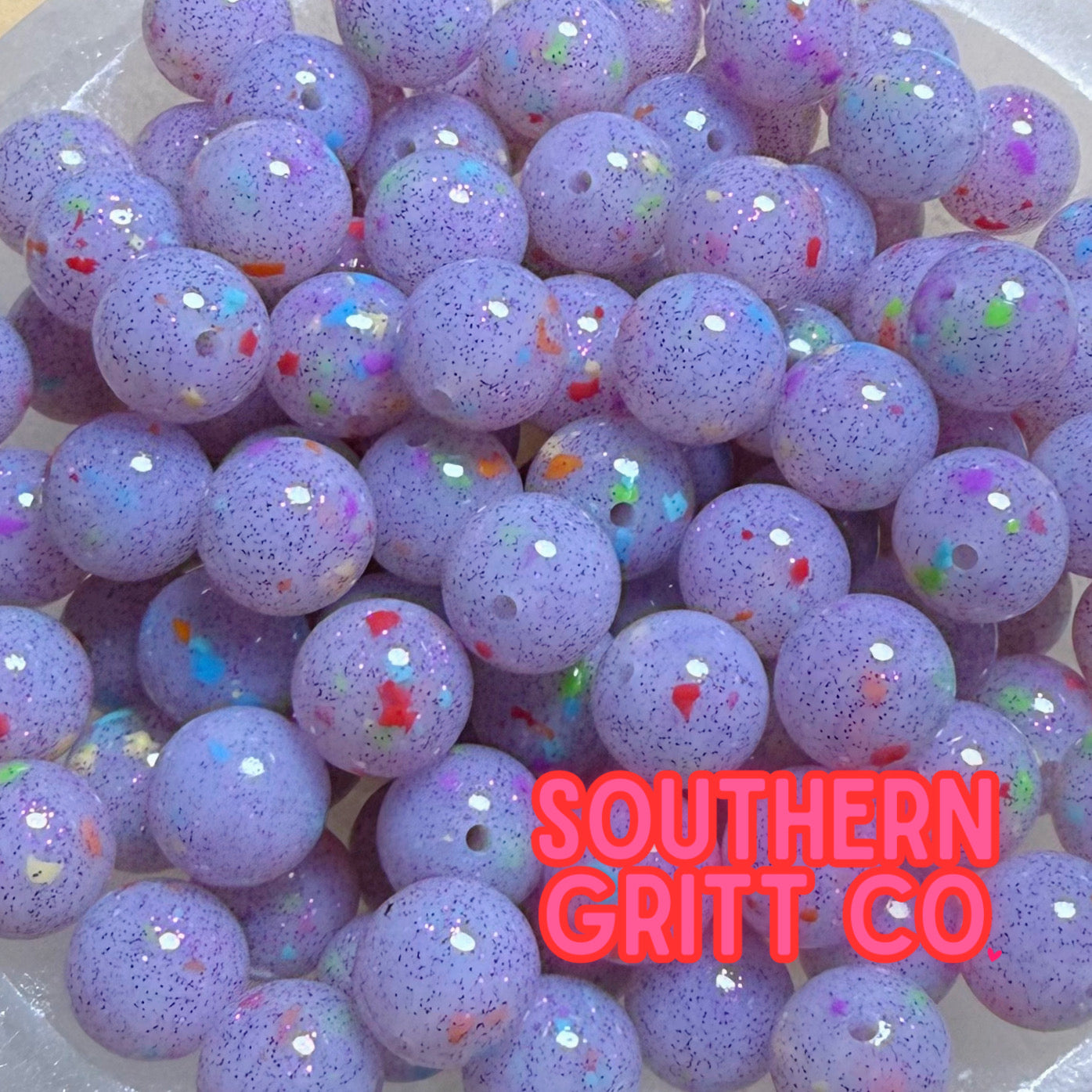 Purple Jelly Confetti 15mm Silicone Printed Bead