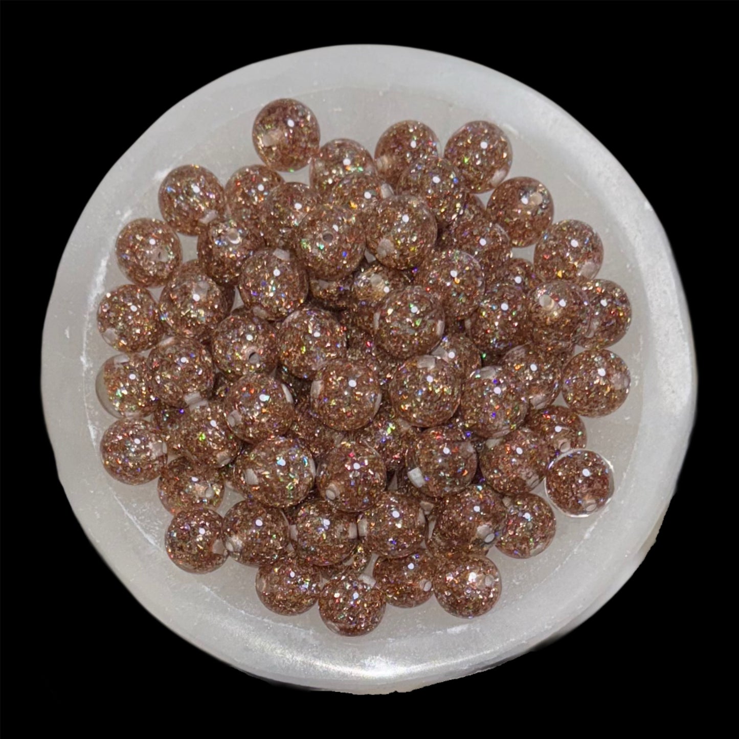 Holographic Gold Foil Glitter 16mm Resin Bead