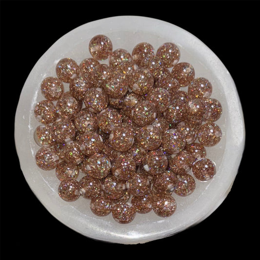 Holographic Gold Foil Glitter 16mm Resin Bead