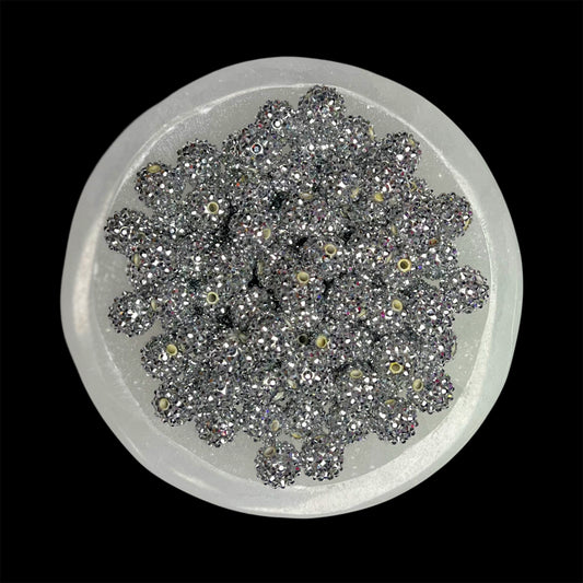 "Silver" Rhinestone Acrylic Bead (1 Count)