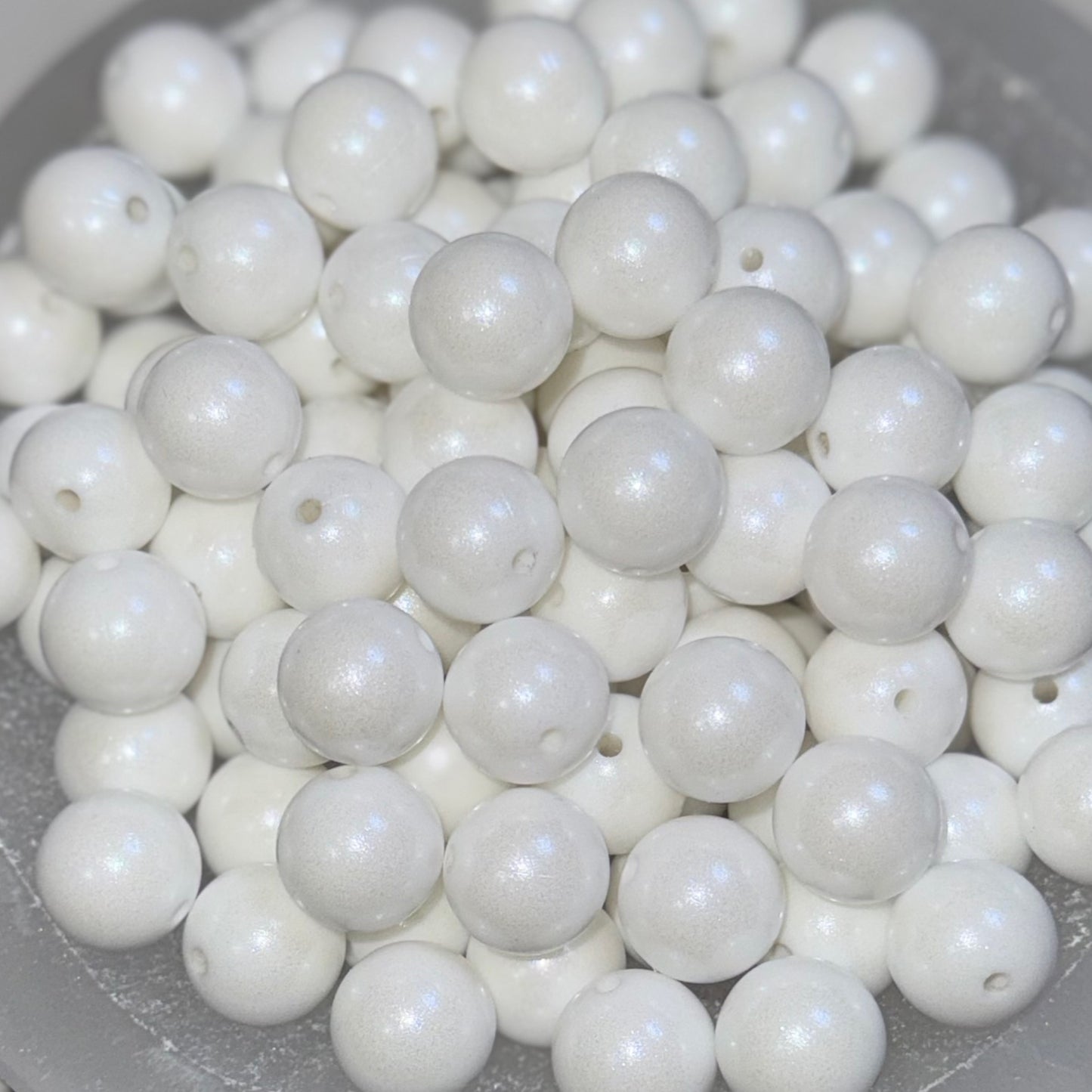 White Shimmer Silicone 15mm Bead