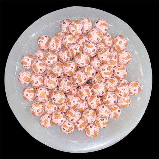 Latte Blooms Silicone 15mm Printed Bead