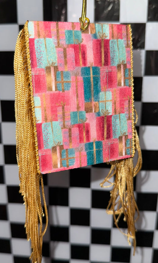 Golden Bow Stacked Gifts Felt Freshie