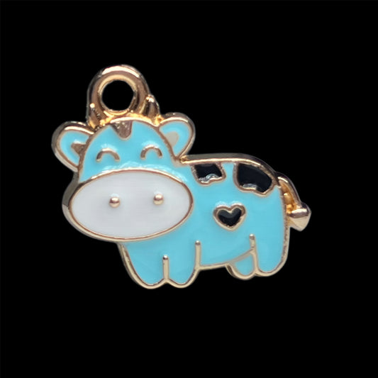 Gold Heart Cow Charm