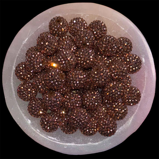 "Chrome Brown" Rhinestone Acrylic Bead (1 Count)