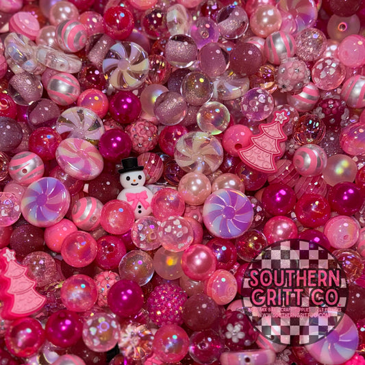 Pink Peppermint Noel - Bead Mix