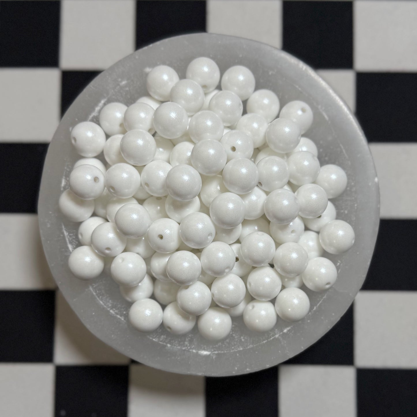 White Shimmer Silicone 15mm Bead