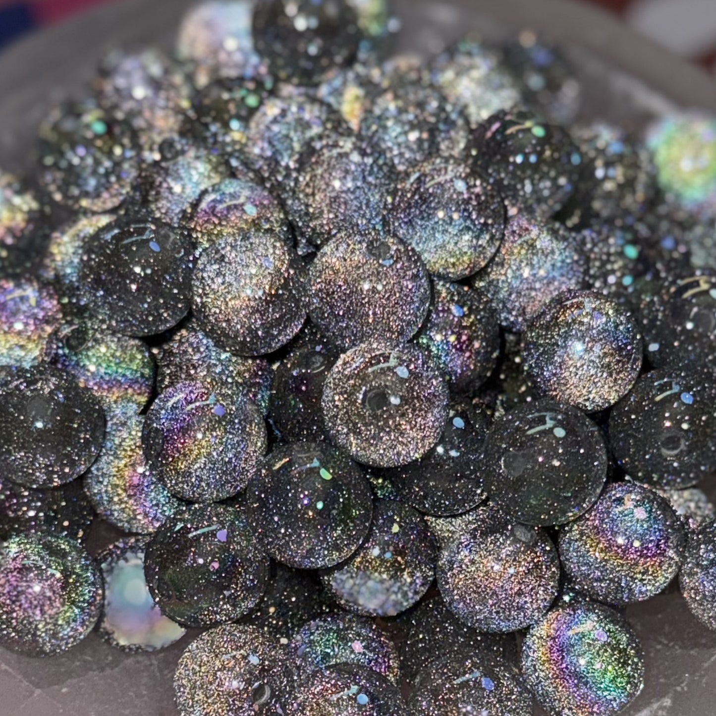 UV Glitter Silver 16mm Resin Bead